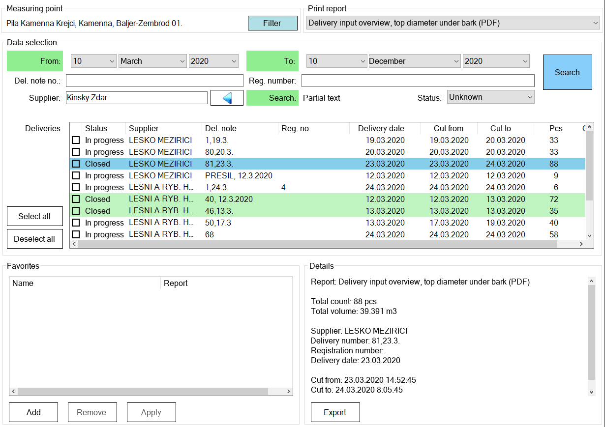 SMDH Report - Reporting and Browsing Measured Data - main screen