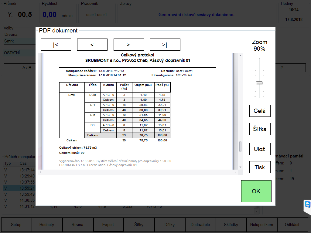 Systém měření pro pásové dopravníky SMPD - export PDF
